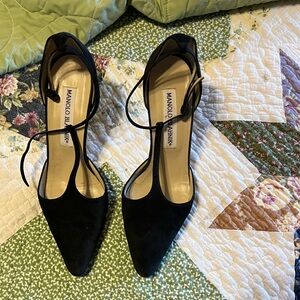 Manolo Blahnik Black Suede Heels